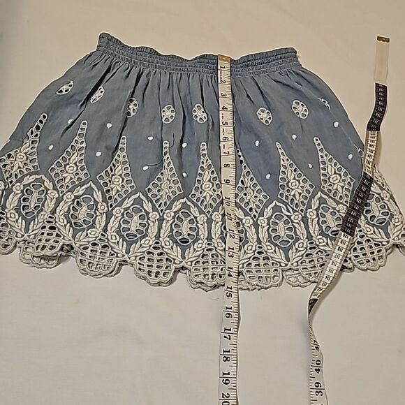 Joie wanita scalloped chambray eyelet skirt xs - Picture 3 of 4